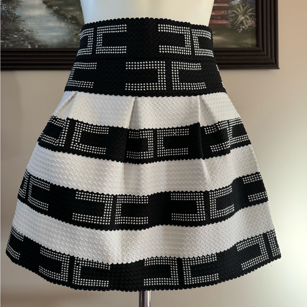 Solution white and Black silver embellished skirt